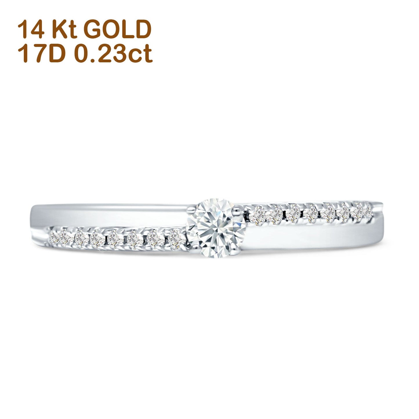 Diamond Solitaire Ring Round Statement 14K White Gold 0.23ct Wholesale