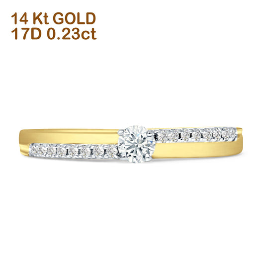 Diamond Solitaire Ring Round Statement 14K Yellow Gold 0.23ct Wholesale