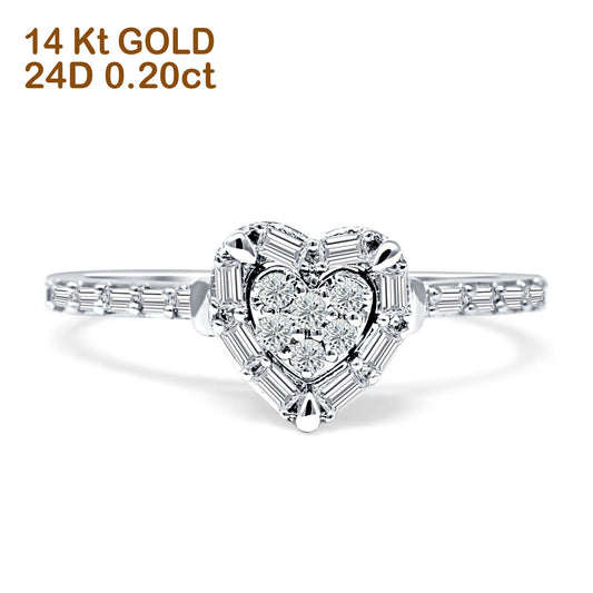 Heart Shaped Cluster Diamond Wedding Ring 14K White Gold 0.20ct Wholesale