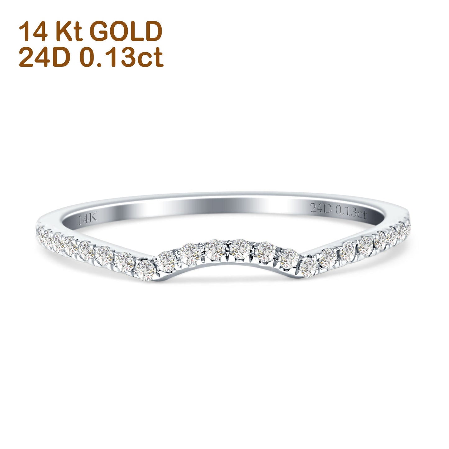 Half Eternity Contour Curved Diamond Wedding Band 14K White Gold 0.13ct Wholesale