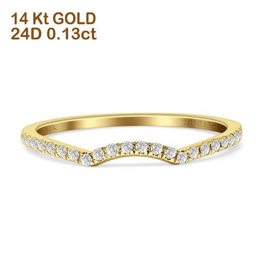 Half Eternity Contour Curved Diamond Wedding Band 14K Yellow Gold 0.13ct Wholesale