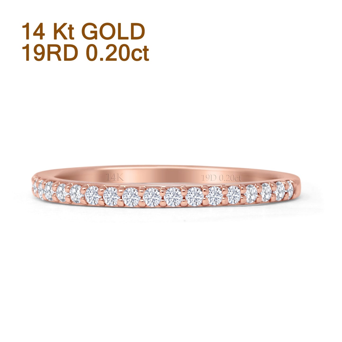 Minimalist Half Eternity Band Round Natural Diamond 14K Rose Gold Wholesale