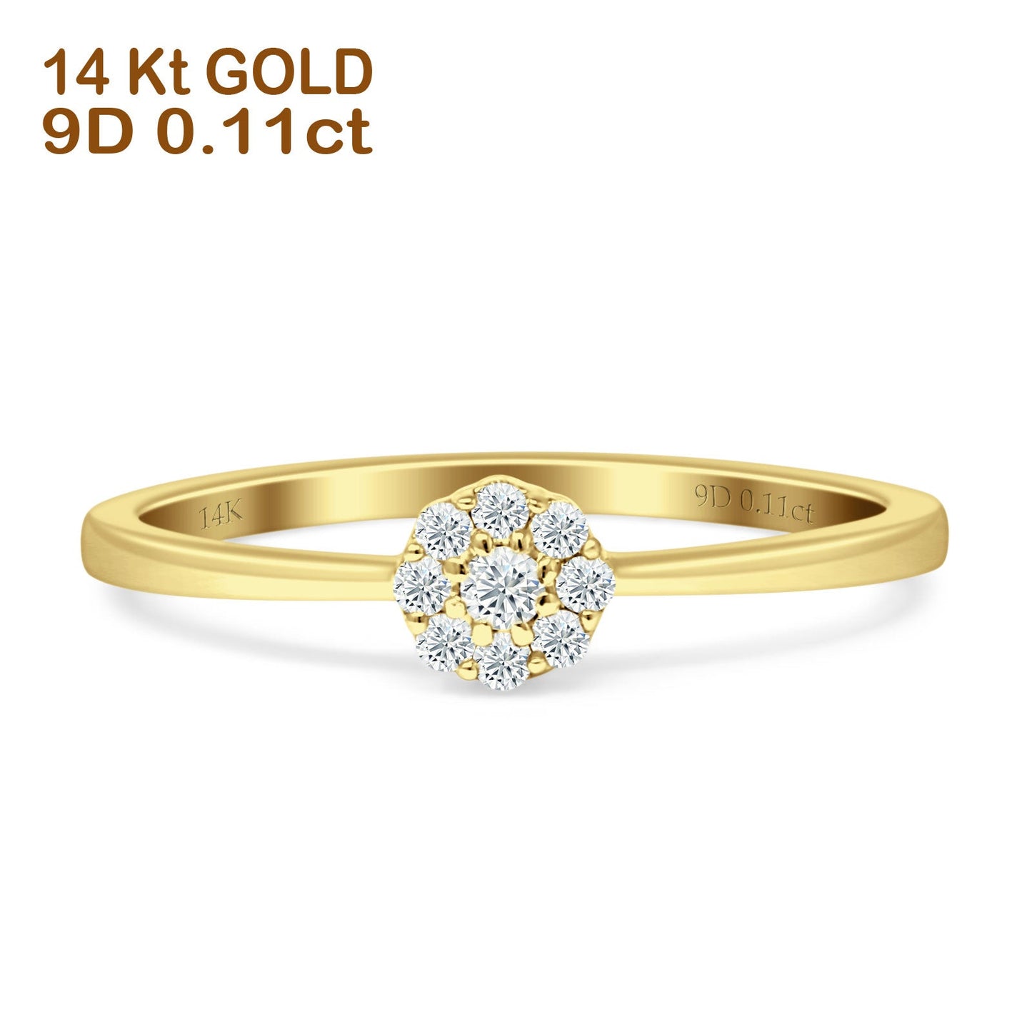 Flower Diamond Ring 14K Yellow Gold 0.11ct Wholesale