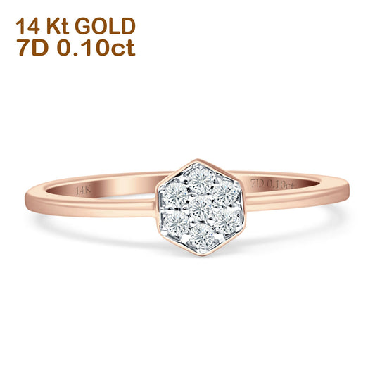 Hexagon Shaped Diamond Wedding Ring 14K Rose Gold 0.10ct Wholesale