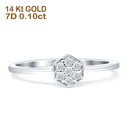 Hexagon Shaped Diamond Wedding Ring 14K White Gold 0.10ct Wholesale