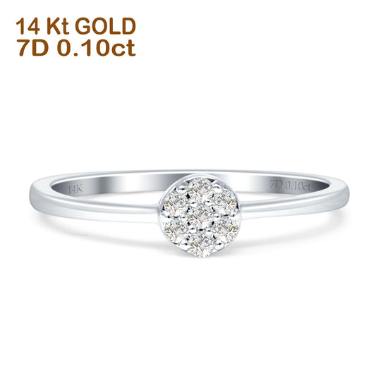 Minimalist Round Cluster Diamond Wedding Ring 14K White Gold 0.10ct Wholesale