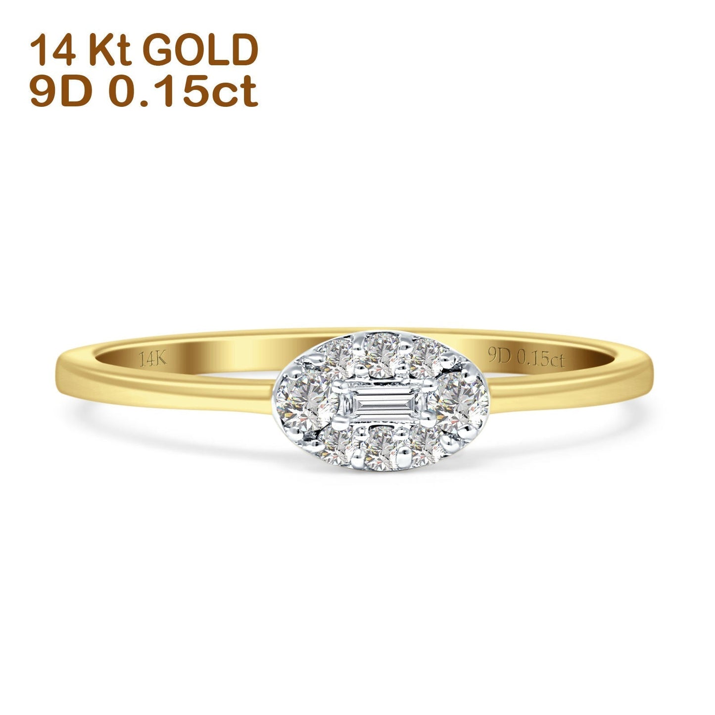 Oval Shaped Diamond Halo Ring 14K Yellow Gold 0.15ct Wholesale