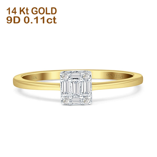 Unique Round And Baguette Diamond Ring 14K Yellow Gold 0.11ct Wholesale