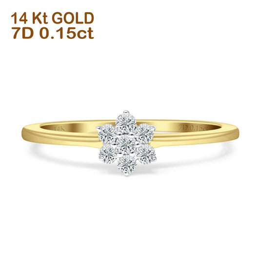 Minimalist Diamond Flower Ring 14K Yellow Gold 0.15ct Wholesale