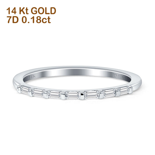 Diamond Stackable Ring Half Eternity Baguette 14K White Gold 0.18ct Wholesale