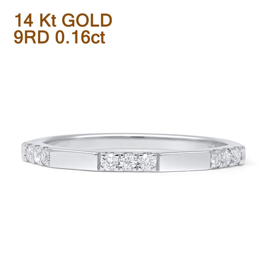 Half Eternity 1.8mm Three Stone Band Natural Diamond 14K White Gold Wholesale