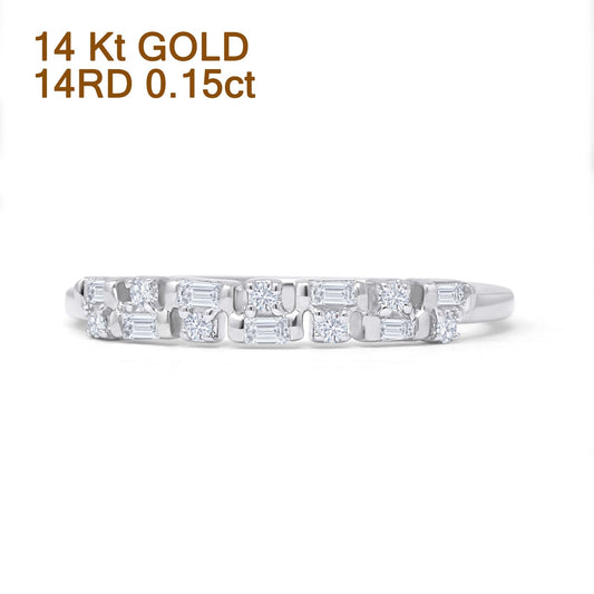 Half Eternity Two Row 2.8mm Band Baguette Natural Diamond 14K White Gold Wholesale