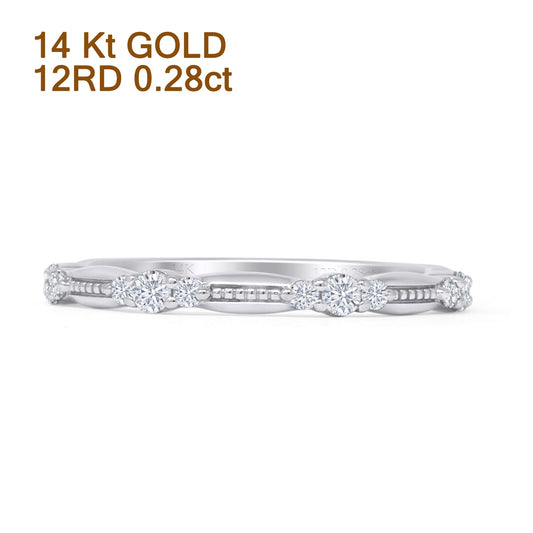 Half Eternity Three Stone Dash 2.2mm Natural Diamond Band White 14K Gold Wholesale