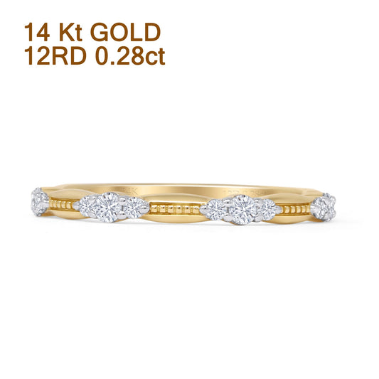 Half Eternity Three Stone Dash 2.2mm Natural Diamond Band Yellow 14K Gold Wholesale