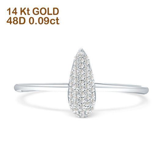 Diamond Teardrop Pear Ring 14K White Gold 0.09ct Wholesale