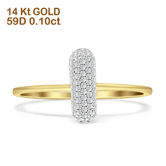 Diamond Line Bar Ring Statement 14K Yellow Gold 0.10ct Wholesale