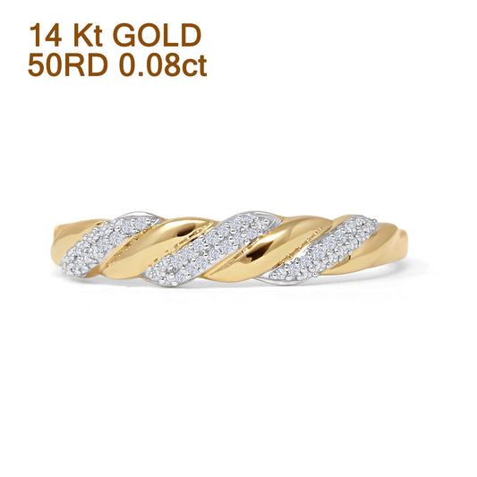 Half Eternity Twisted Rope Band Round Natural Diamond 14K Yellow Gold Wholesale