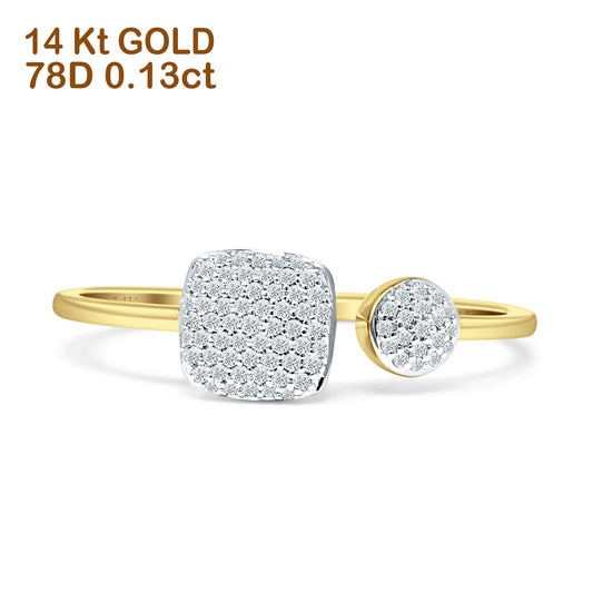 Cushion Diamond Wrap Around Open Ring 14K Yellow Gold 0.13ct Wholesale