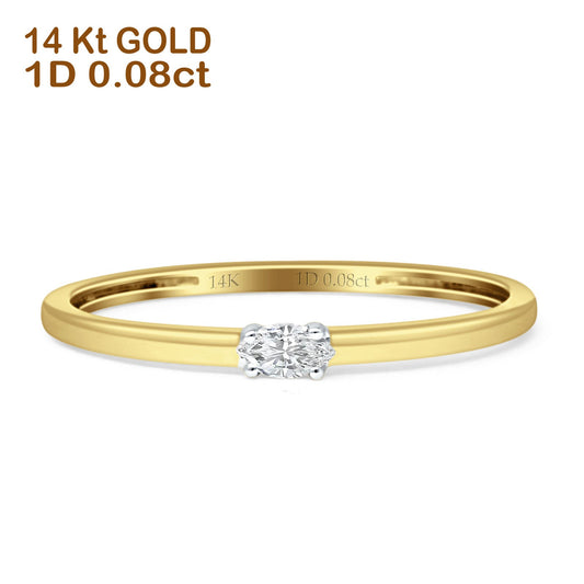 Diamond Solitaire Ring Dainty Marquise 14K Yellow Gold 0.08ct Wholesale