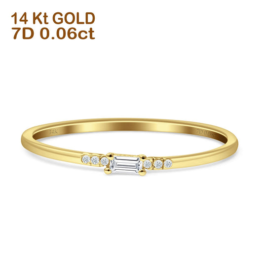 Baguette Diamond Ring Stackable Band 14K Yellow Gold 0.06ct Wholesale