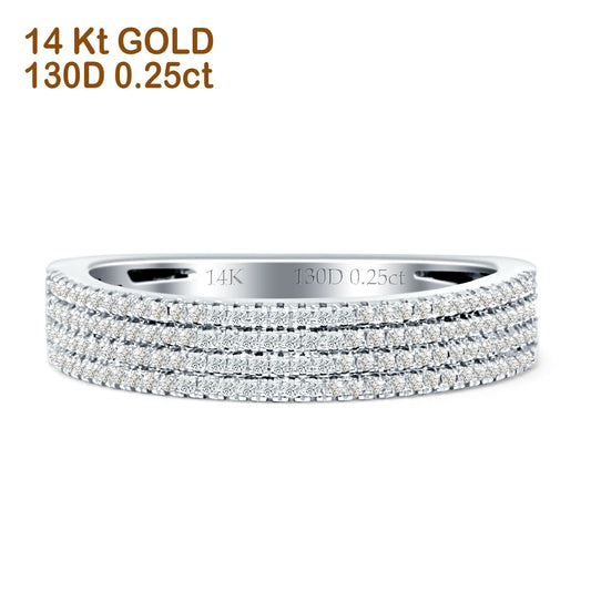 Diamond Stackable Ring Four Row Half Eternity 14K White Gold 0.25ct Wholesale