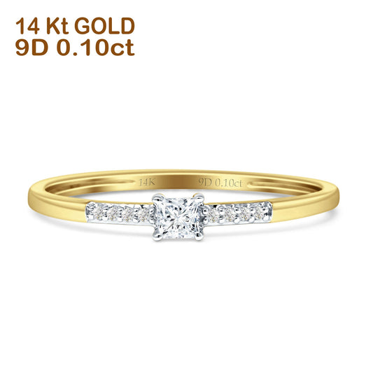 Princess Cut Diamond Ring Solitaire Accent 14K Yellow Gold 0.10ct Wholesale