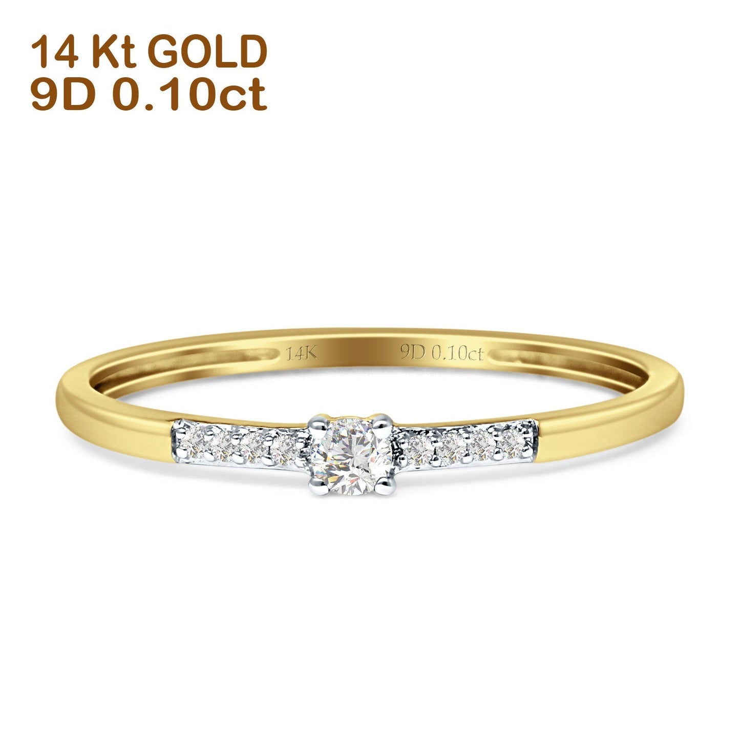 Minimalist Diamond Solitaire Ring Dainty 14K Yellow Gold 0.10ct Wholesale