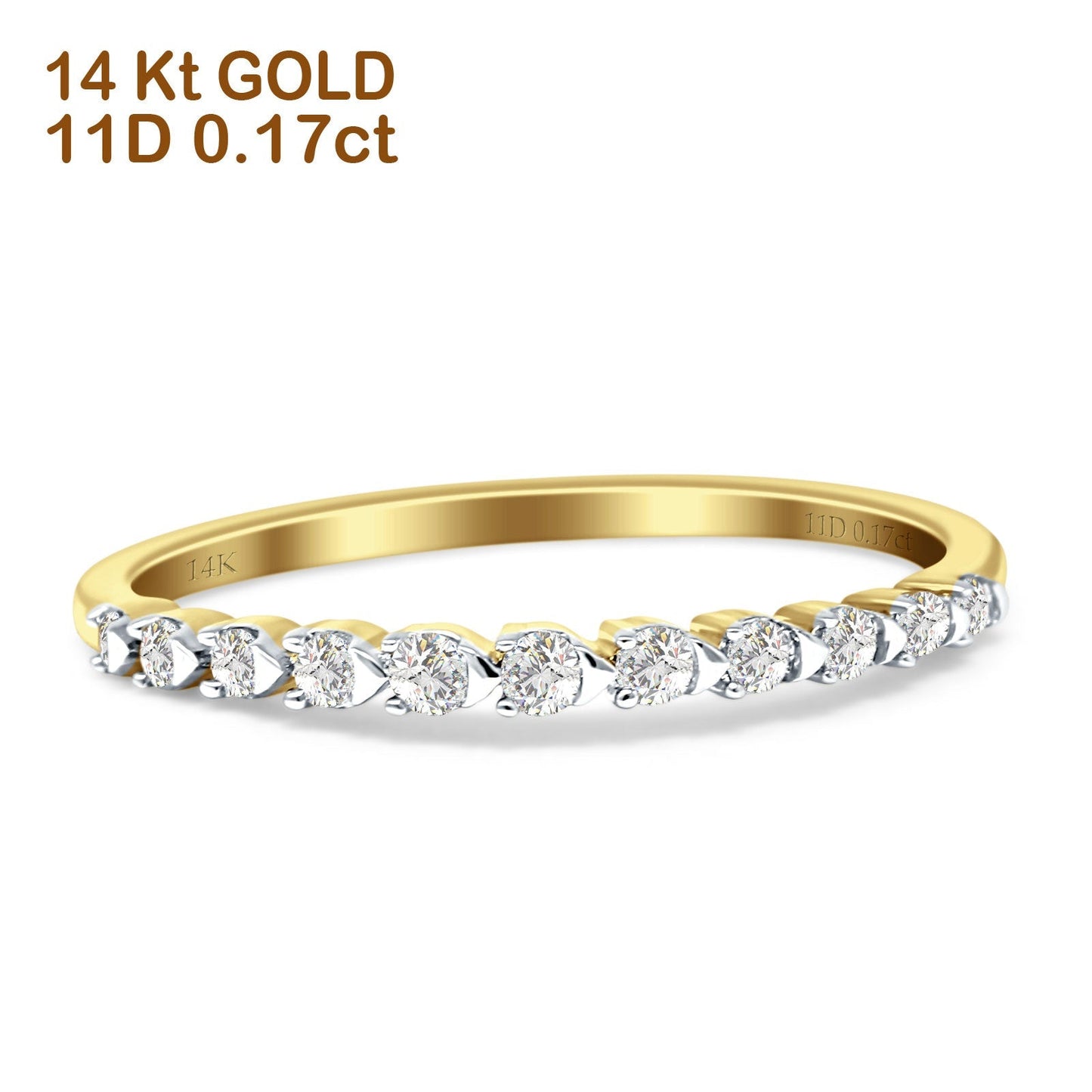 Half Eternity Diamond Petite Wedding Band 14K Yellow Gold 0.17ct Wholesale