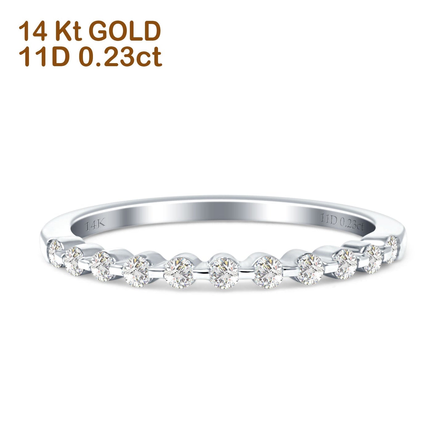 Diamond Half Eternity Stackable Wedding Band 14K White Gold 0.23ct Wholesale