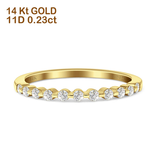 Diamond Half Eternity Stackable Wedding Band 14K Yellow Gold 0.23ct Wholesale