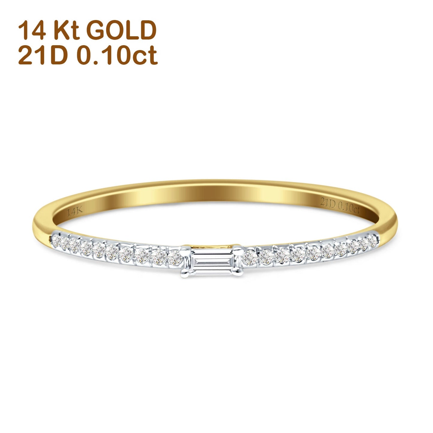 Diamond Baguette Ring Statement 14K Yellow Gold 0.10ct Wholesale