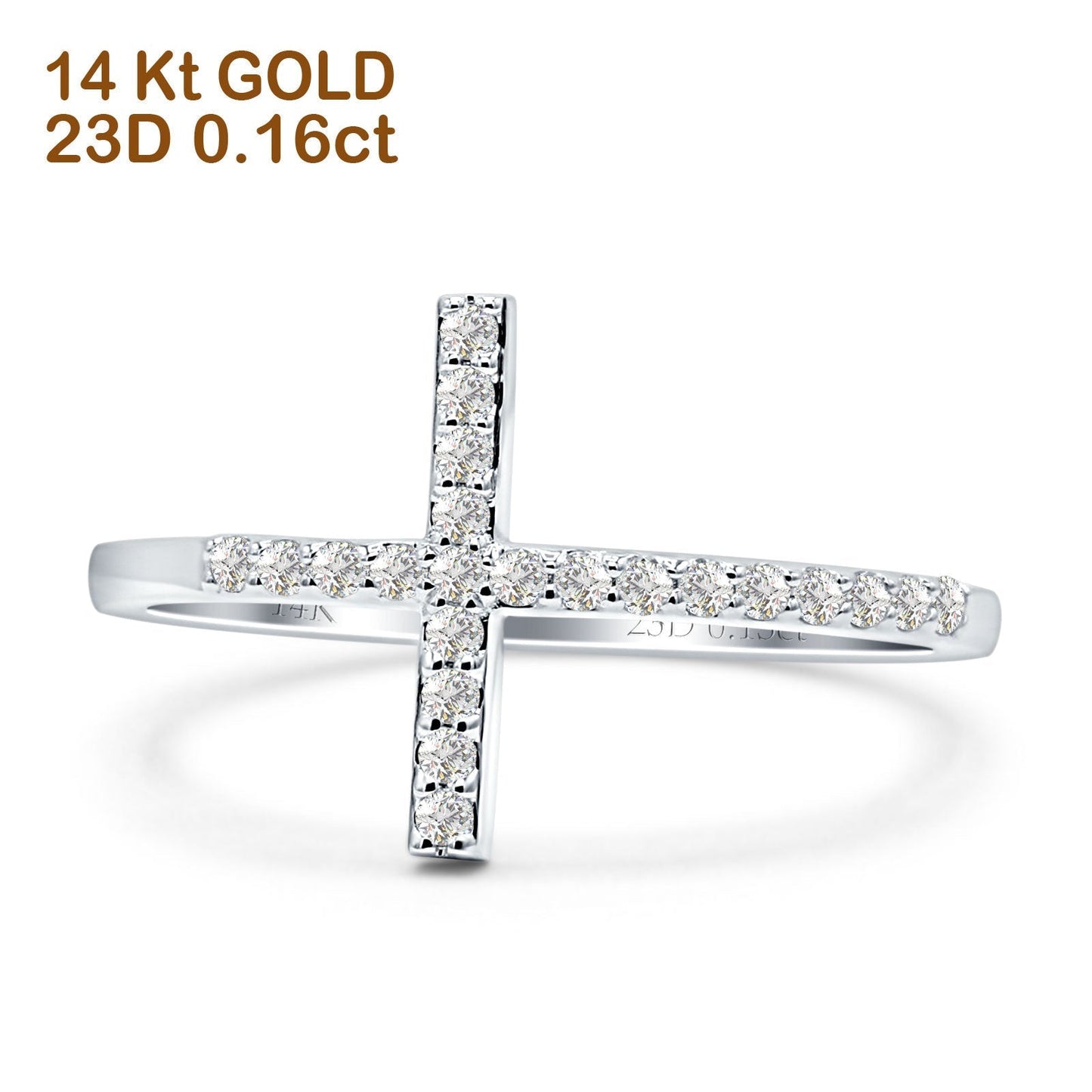 Half Eternity Natural Diamond Cross Ring