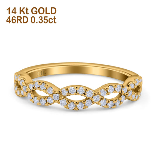 14K Yellow Gold 0.35ct Round 4mm G SI Half Eternity Diamond Bands Engagement Wedding Ring Size 6.5