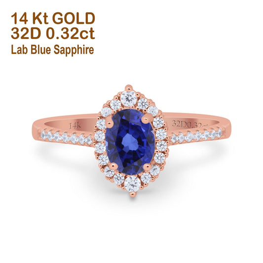 14K Rose Gold 1.53ct Oval Nano Blue Sapphire G SI Diamond Engagement Ring Size 6.5