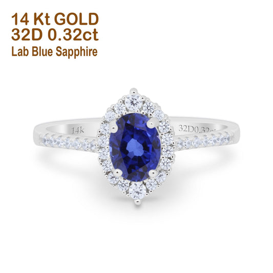 14K White Gold 1.53ct Oval Nano Blue Sapphire G SI Diamond Engagement Ring Size 6.5