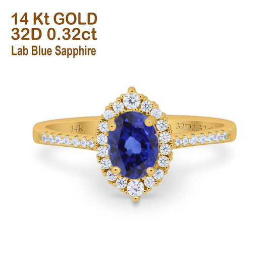 14K Yellow Gold 1.53ct Oval Nano Blue Sapphire G SI Diamond Engagement Ring Size 6.5