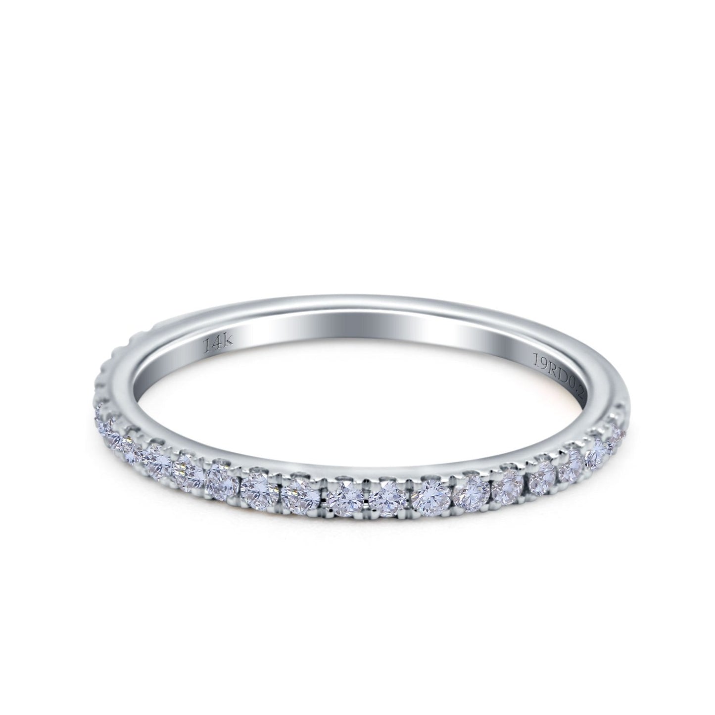 14K White Gold 0.28ct Round 1.6mm G SI Stacking Half Eternity Diamond Bands Engagement Wedding Ring Size 6.5