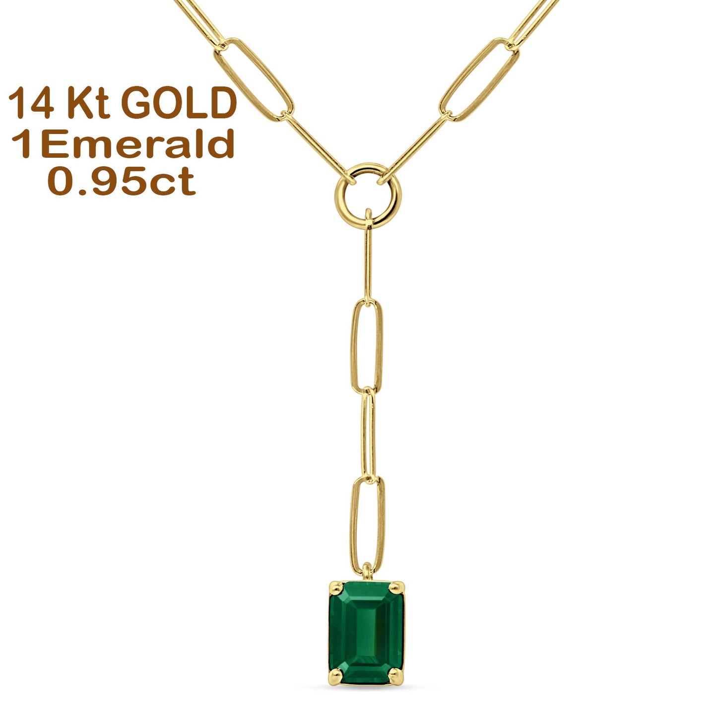 Green Emerald Paperclip Chain Necklace