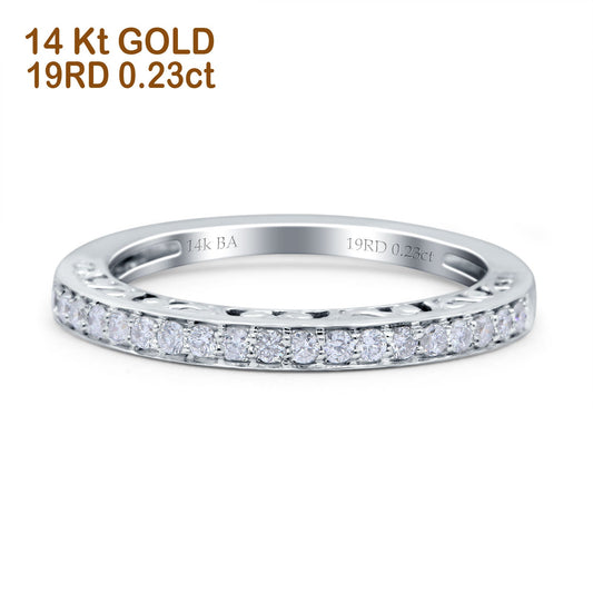 14K White Gold 0.23ct Round 2mm G SI Ladies Eternity Diamond Engagement Wedding Band Ring Size 6.5