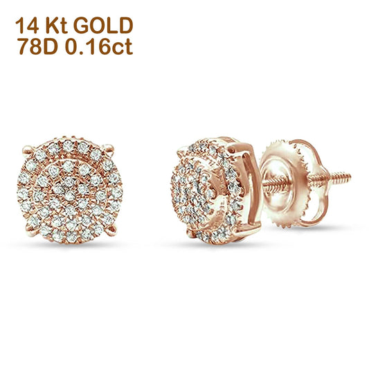 14kt Solid Rose Gold Round Diamond Cluster Stud Earrings Wholesale