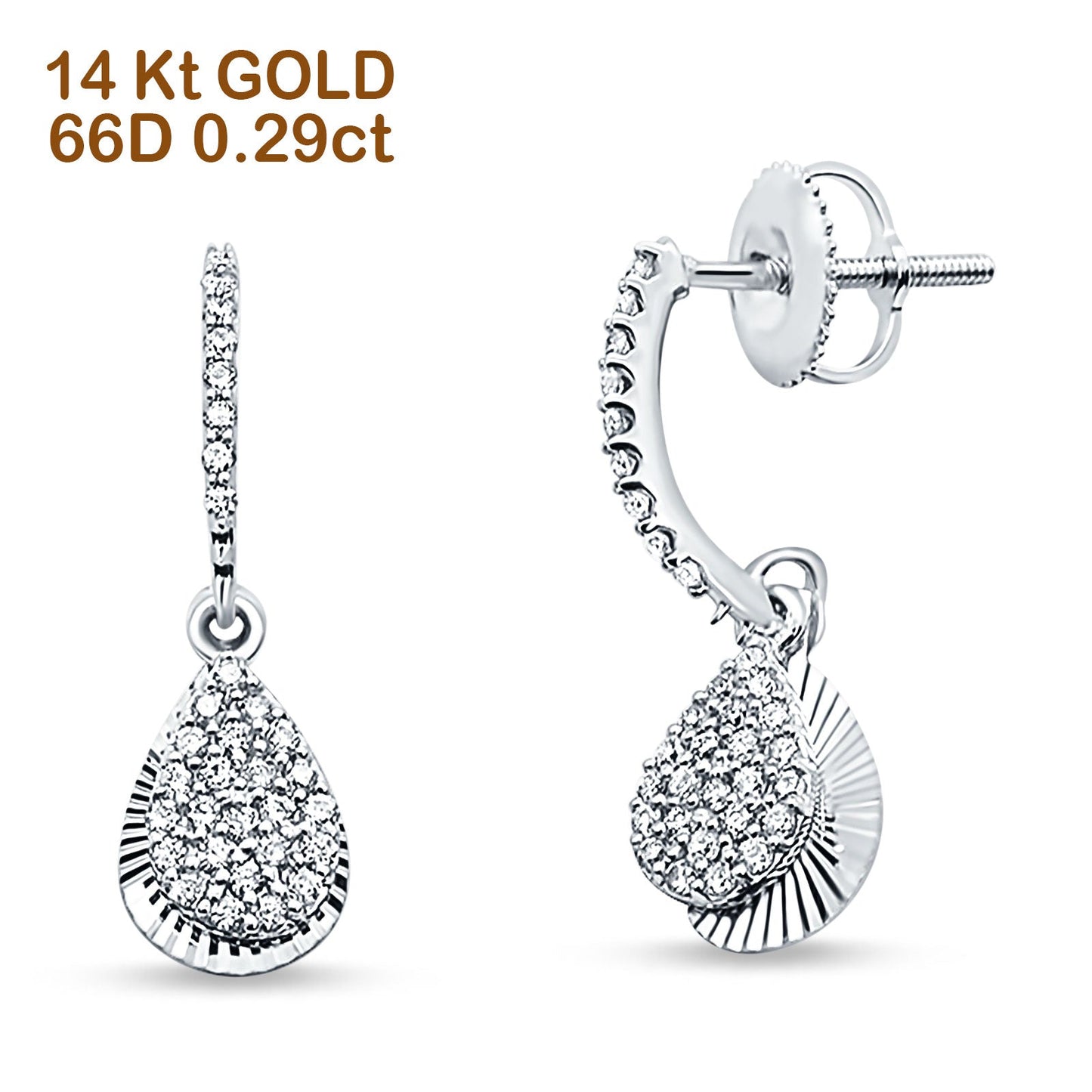 14k Solid White Gold Drop Dangle Studs Diamond Earrings Wholesale