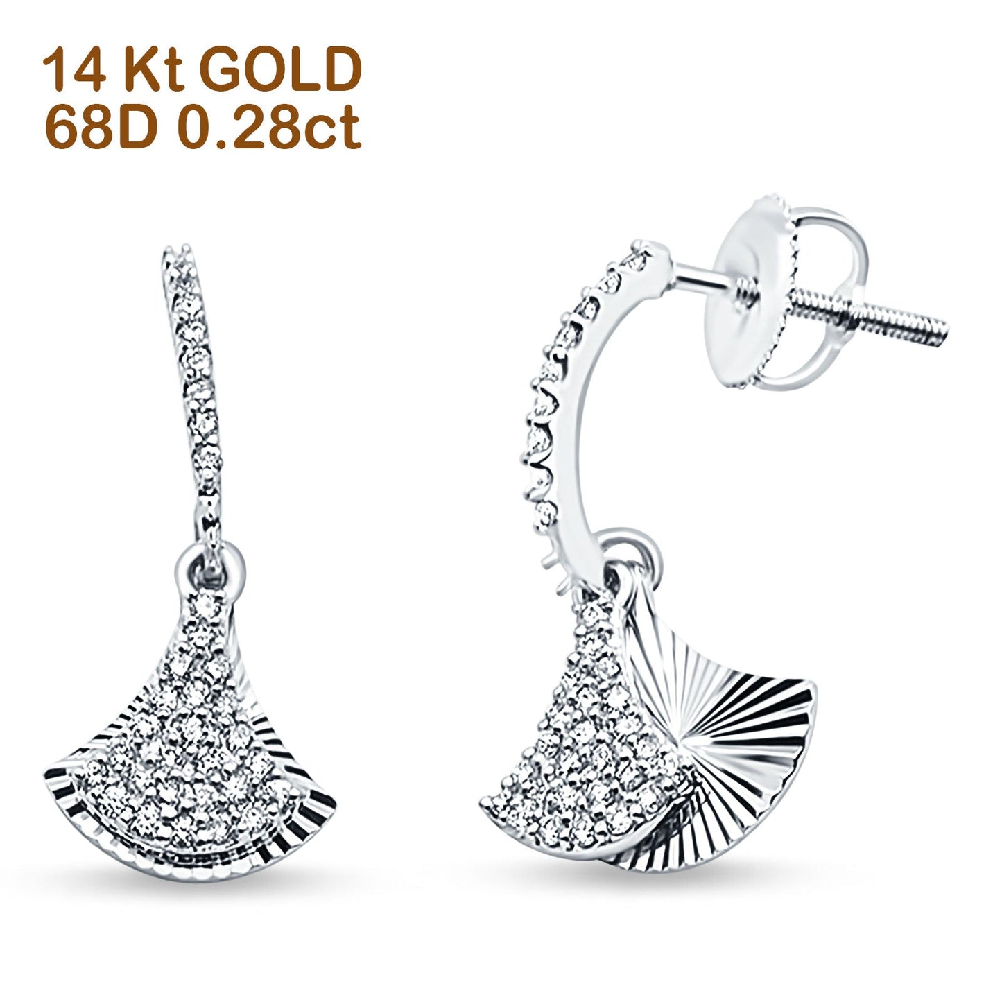 14k Solid White Gold Drop Dangle Stud Diamond Earrings Wholesale