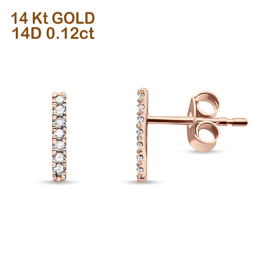 14kt Solid Rose Gold Diamond Line Modern Tracy Stud Earrings Wholesale