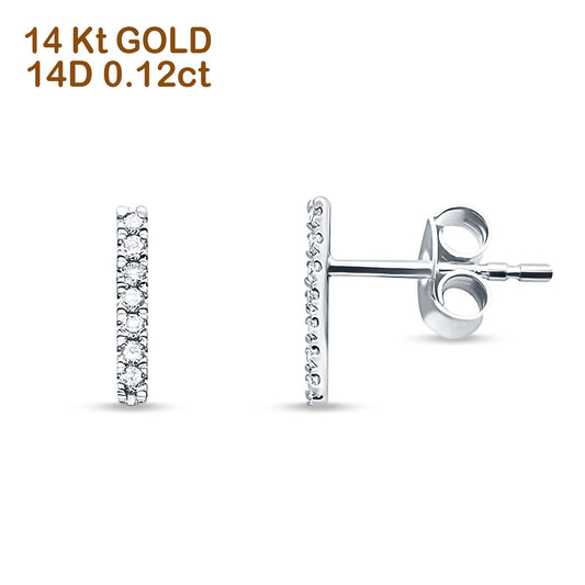 14kt Solid White Gold Diamond Line Modern Tracy Stud Earrings Wholesale