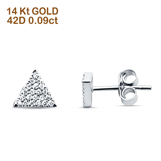 Solid 14K White Gold 5.5mm Triangle Round Diamond Stud Earrings Push Back Wholesale