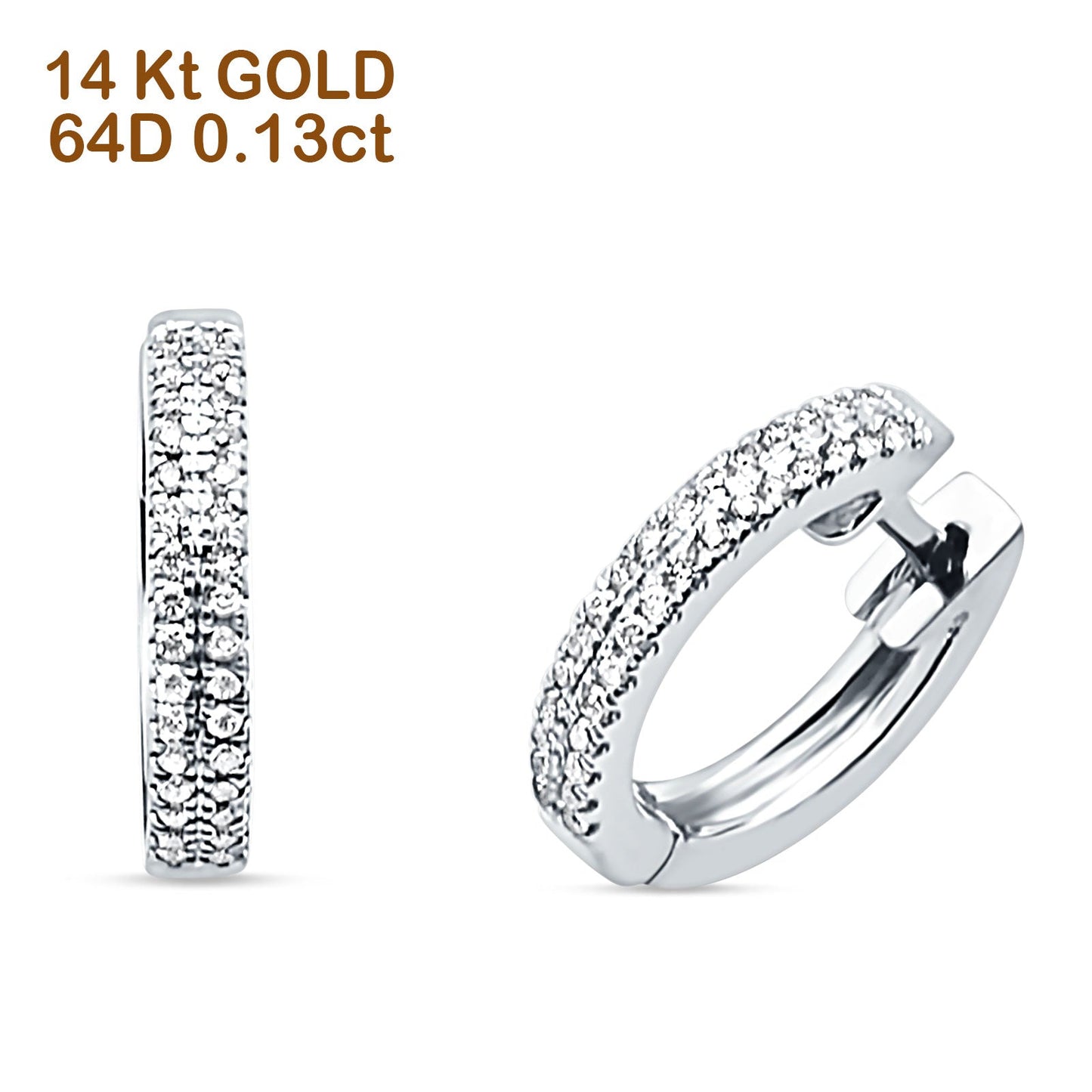 Diamond Huggie Hoop Earrings Trendy 14K White Gold 0.13ct Wholesale