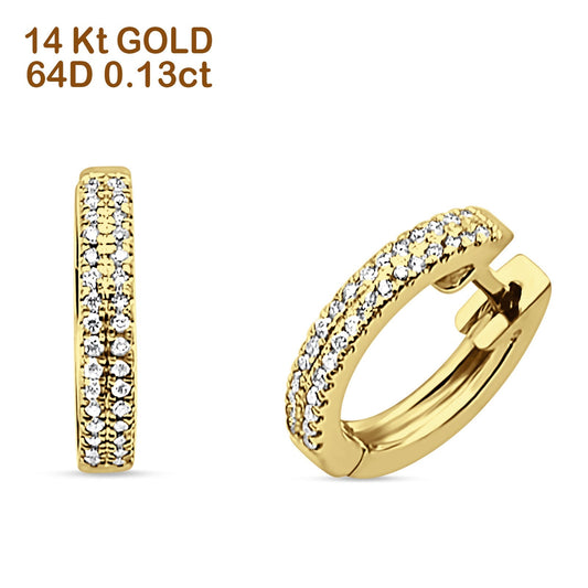 Diamond Huggie Hoop Earrings Trendy 14K Yellow Gold 0.13ct Wholesale