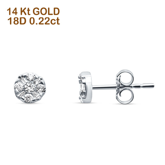 Diamond Stud Earring Round Minimalist 14K White Gold 0.22ct Wholesale