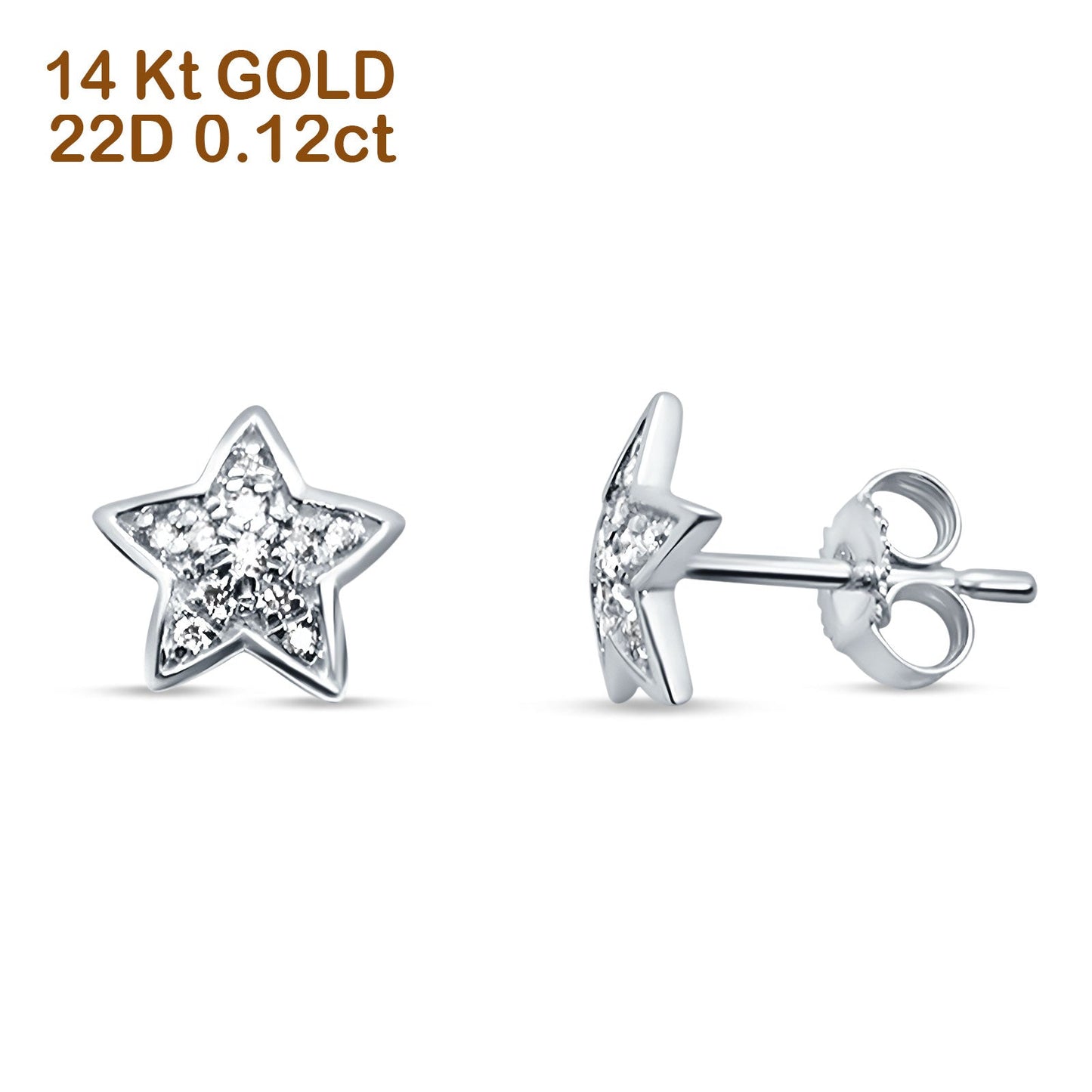 Star Diamond Stud Earring 14K White Gold 0.12ct Wholesale