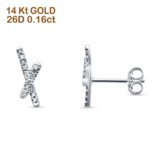 Diamond Stud Earring X Crisscross 14K White Gold 0.16ct Wholesale